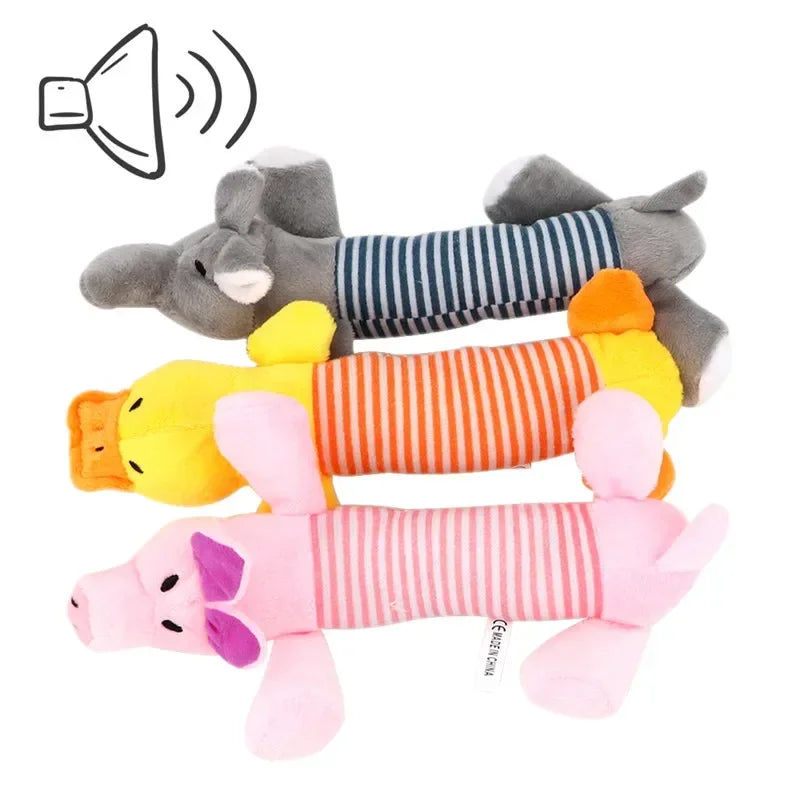 Durable Squeaky Dog Toys - Double-Layer Chew-Proof Plush with Teeth-Cleaning Texture | Stress Relieving
