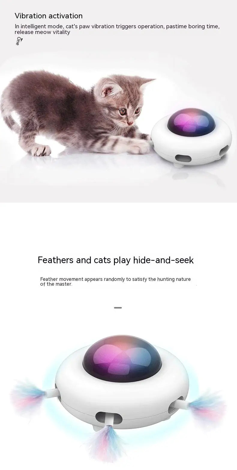 Smart UFO Cat Teaser Toy with Replaceable Feathers πΎβ¨ Interactive Pet Turntable for Endless Feline Fun πΊ