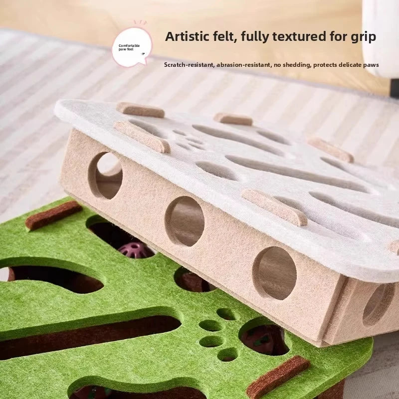 Amor Multi-Functional Cat Toy - 3-in-1 Scratching Board, Playhouse & Ball Launcher!