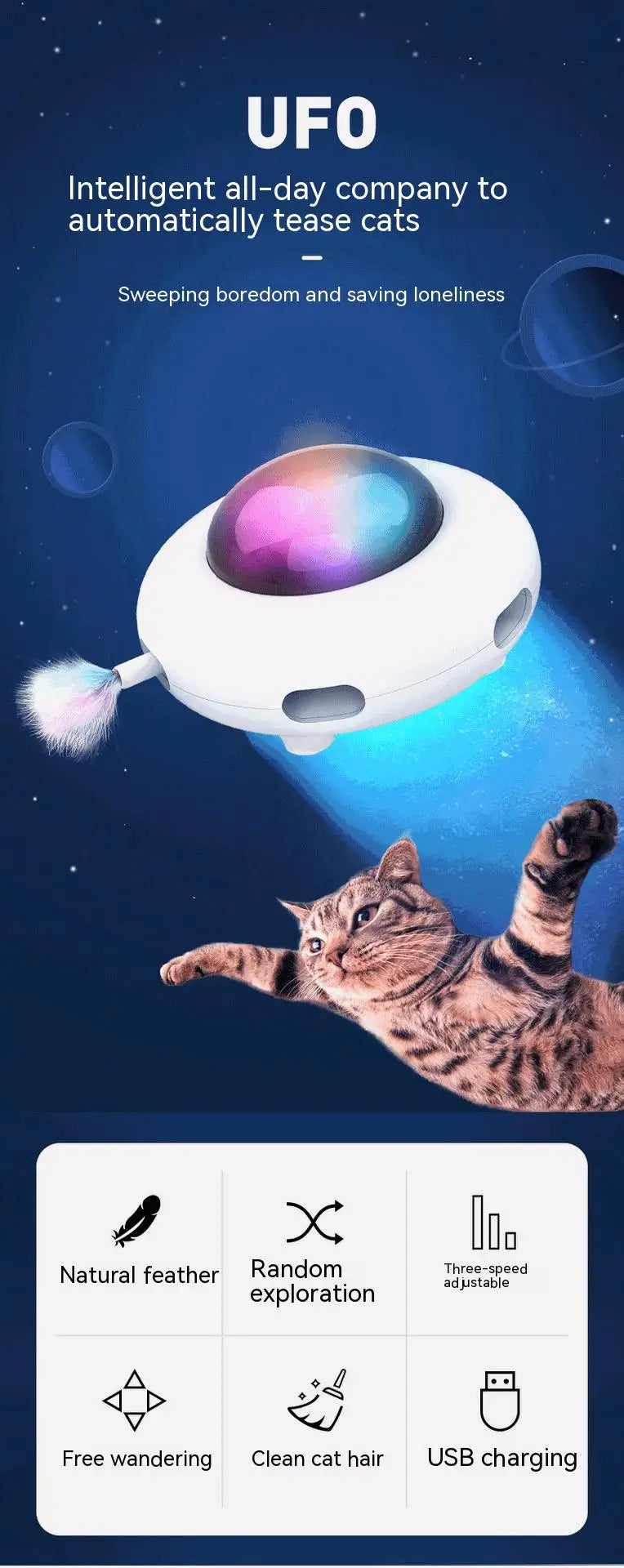 Smart UFO Cat Teaser Toy with Replaceable Feathers πΎβ¨ Interactive Pet Turntable for Endless Feline Fun πΊ