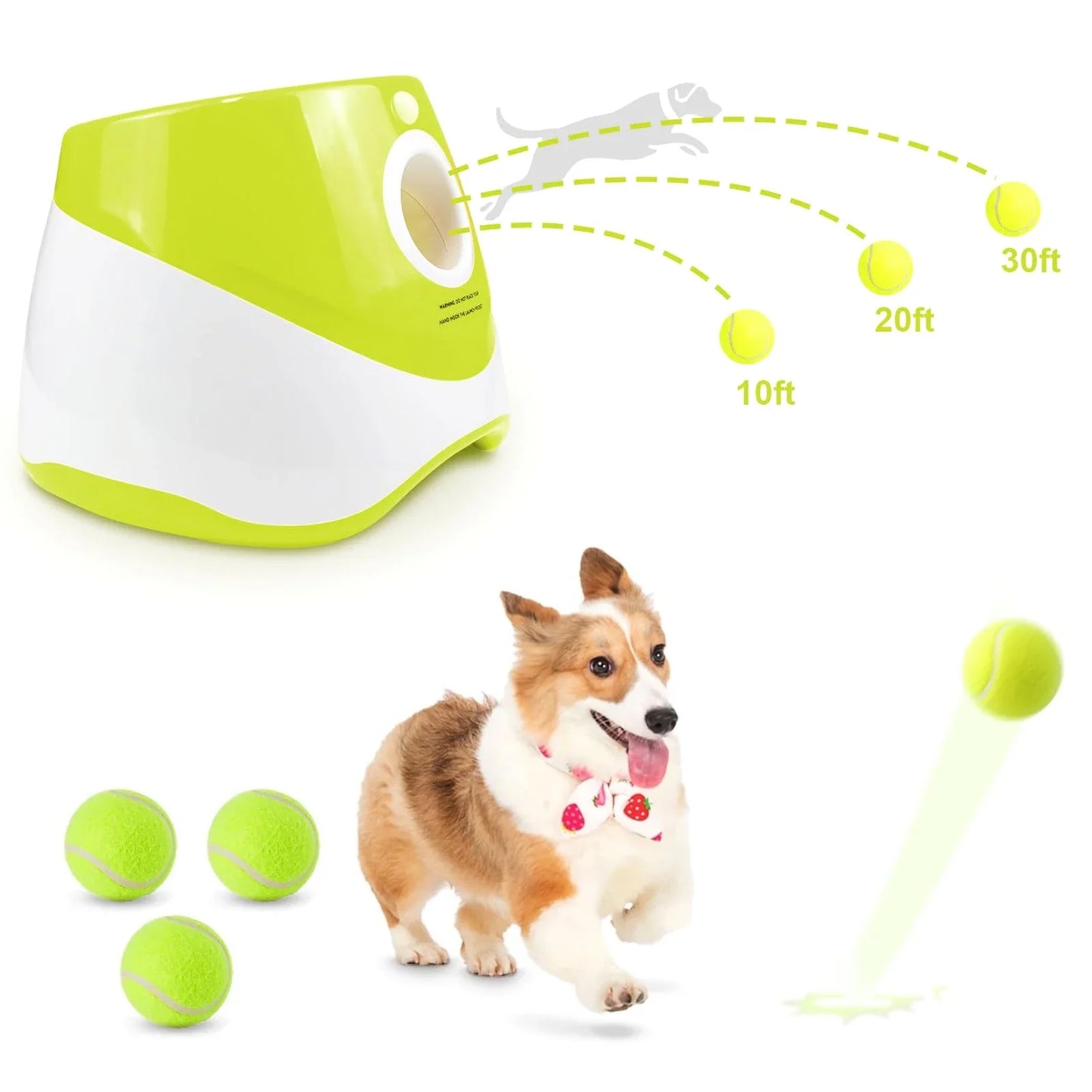 MeowMeows Automatic Dog Ball Launcher - Rechargeable Fetch Toy with 3 Distance Settings (3m/6m/9m) for Small & Medium Dogs