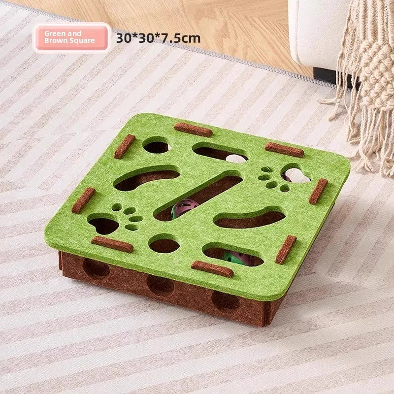 Amor Multi-Functional Cat Toy - 3-in-1 Scratching Board, Playhouse & Ball Launcher!