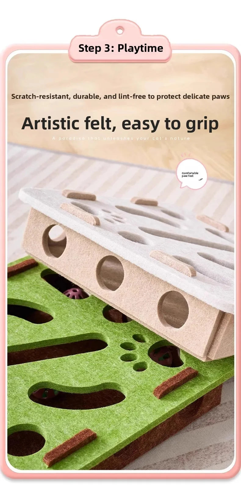 Amor Multi-Functional Cat Toy - 3-in-1 Scratching Board, Playhouse & Ball Launcher!