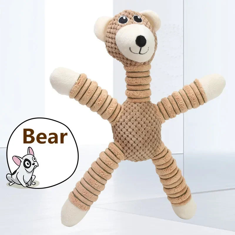 Durable Squeaky Dog Toys - Double-Layer Chew-Proof Plush with Teeth-Cleaning Texture | Stress Relieving