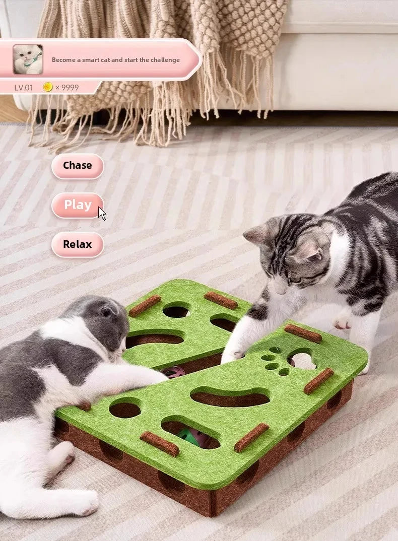 Amor Multi-Functional Cat Toy - 3-in-1 Scratching Board, Playhouse & Ball Launcher!