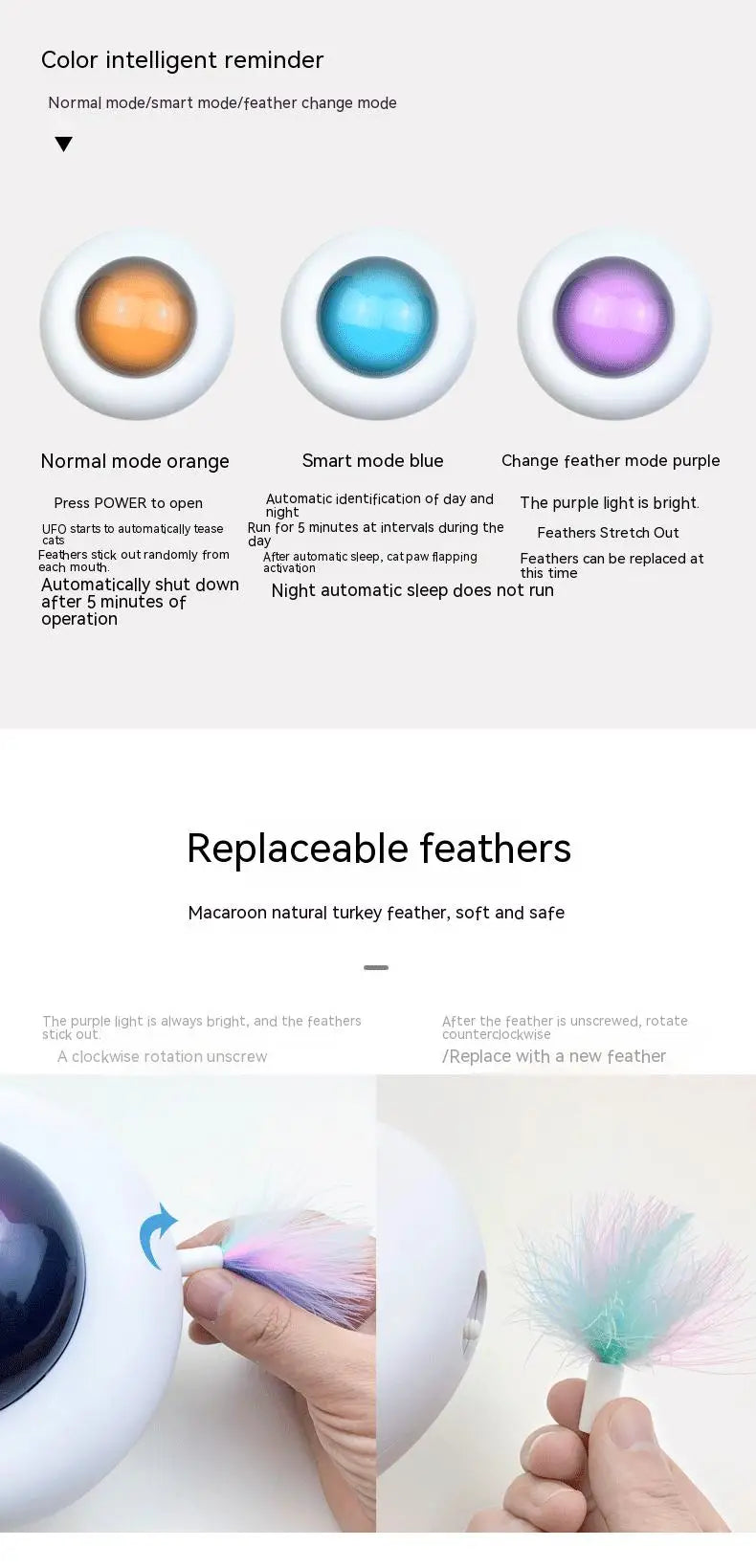 Smart UFO Cat Teaser Toy with Replaceable Feathers πΎβ¨ Interactive Pet Turntable for Endless Feline Fun πΊ