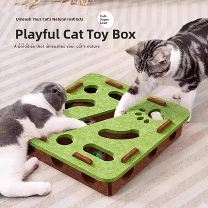 Amor Multi-Functional Cat Toy - 3-in-1 Scratching Board, Playhouse & Ball Launcher!