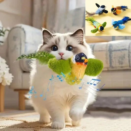 nteractive Cat Toy with Realistic Bird Sounds – Irresistible Plush Teaser for Playful Kitties! 🐱🎵