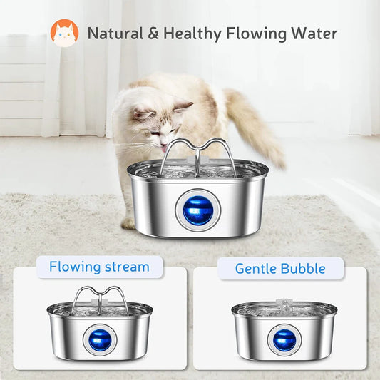Repetsun Stainless Steel Cat Water Fountain – 3.2L Ultra-Quiet BPA-Free Pet Fountain with Double Filtration