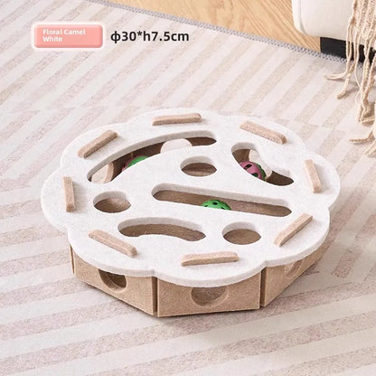 Amor Multi-Functional Cat Toy - 3-in-1 Scratching Board, Playhouse & Ball Launcher!