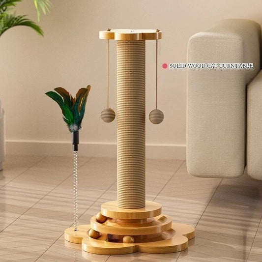 WHYY 3-Tier Cat Scratching Post 🐾 – Durable Wooden Cat Tower for Happy Claws!