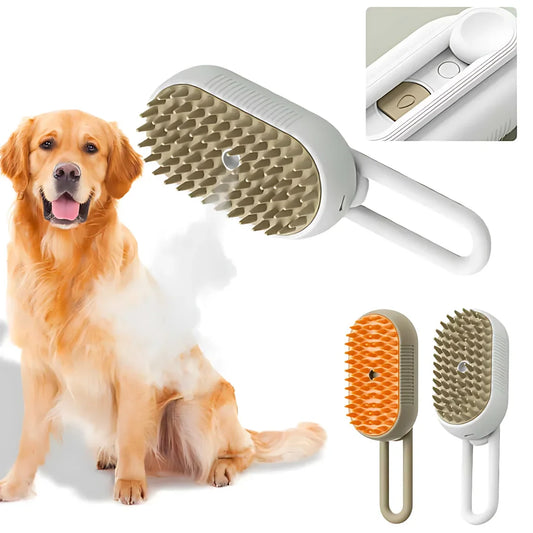 Pet Massage Steamy  Brush for Dogs & Cats – Gentle Deshedding & Relaxing Grooming