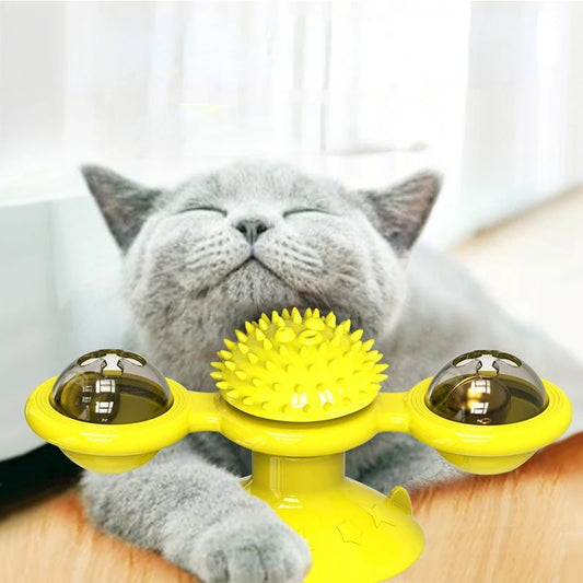 Glow-in-the-Dark Cat Toy – Self-Lighting Turntable with Kinetic Balls for Nighttime Play | No Batteries Needed