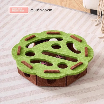 Amor Multi-Functional Cat Toy - 3-in-1 Scratching Board, Playhouse & Ball Launcher!