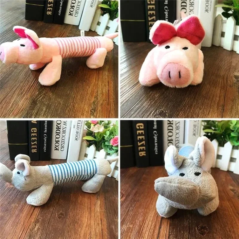 Durable Squeaky Dog Toys - Double-Layer Chew-Proof Plush with Teeth-Cleaning Texture | Stress Relieving