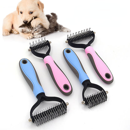 YOUSE Professional Pet Deshedding Brush – Dual-Sided Dog & Cat Hair Remover with Knot Cutter 🐾✂️